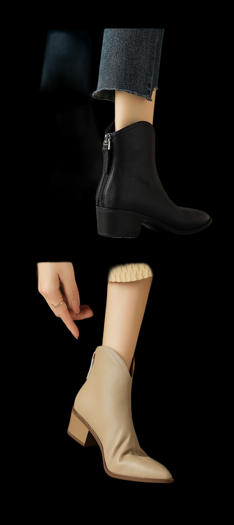 Velvetgrave Eclipse Boots – Minimalist Pointed Ankle Heel