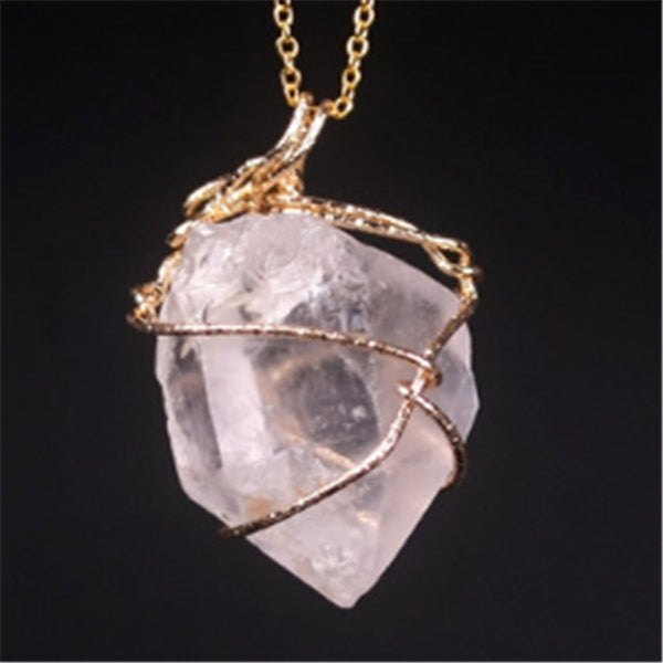 Coven Stone Necklace – Hand-Wrapped Raw Crystal Talisman Pendant