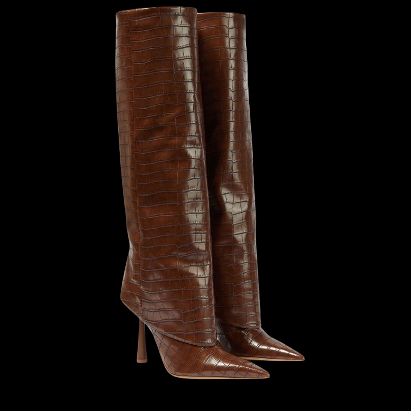 Obsidian Totem Stiletto Boots – High Gothic Pointed Tower Heel