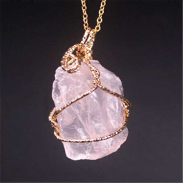 Coven Stone Necklace – Hand-Wrapped Raw Crystal Talisman Pendant