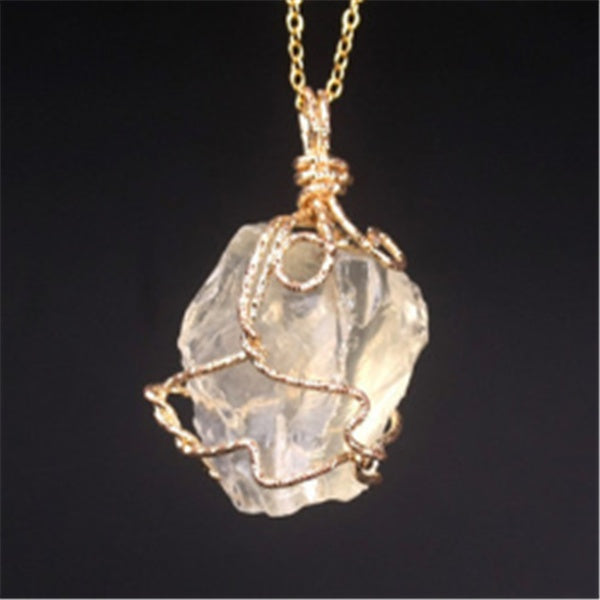 Coven Stone Necklace – Hand-Wrapped Raw Crystal Talisman Pendant