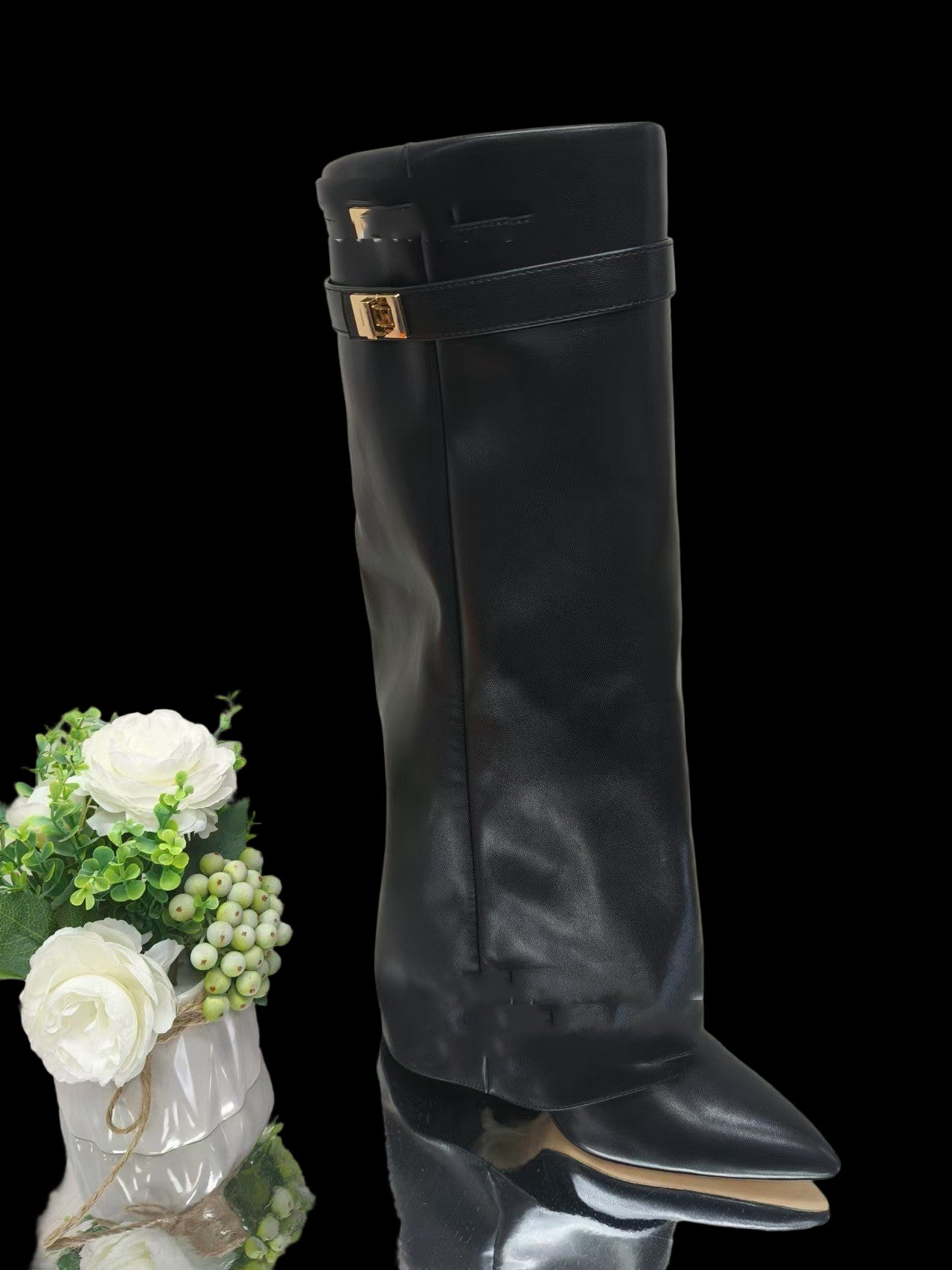 Nightbane Sovereign Boots – Mid-Calf Gothic Chunky Heel