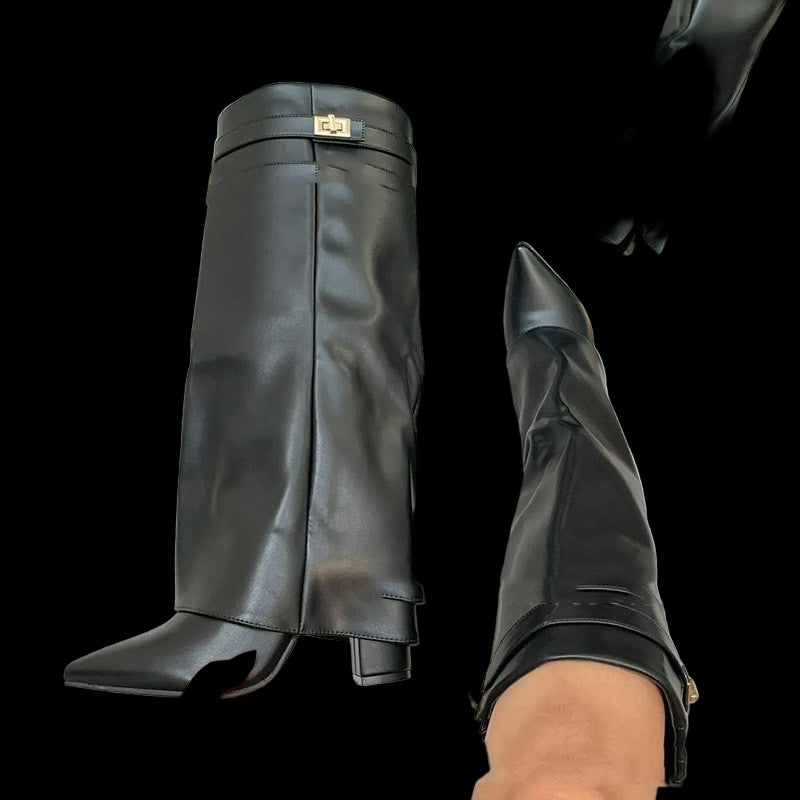 Nightbane Sovereign Boots – Mid-Calf Gothic Chunky Heel