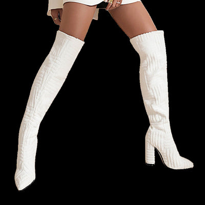 Seraphic Binding Boots – Suede Thigh-High Gothic Tower Heel