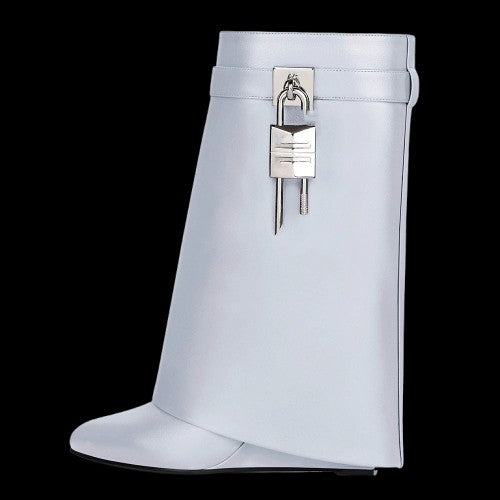 Ironveil Warden Boots – Wide Tube Gothic Wedge Slip-On