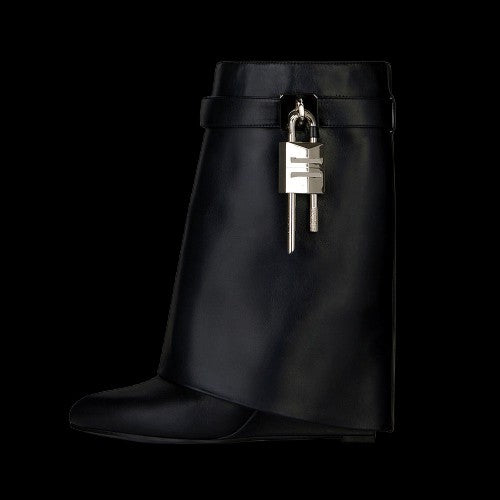 Ironveil Warden Boots – Wide Tube Gothic Wedge Slip-On